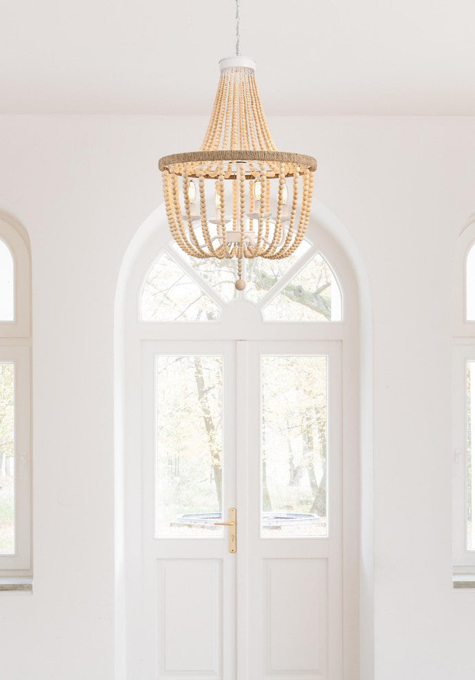 Home Living 20" Beaded Pendant, Beige