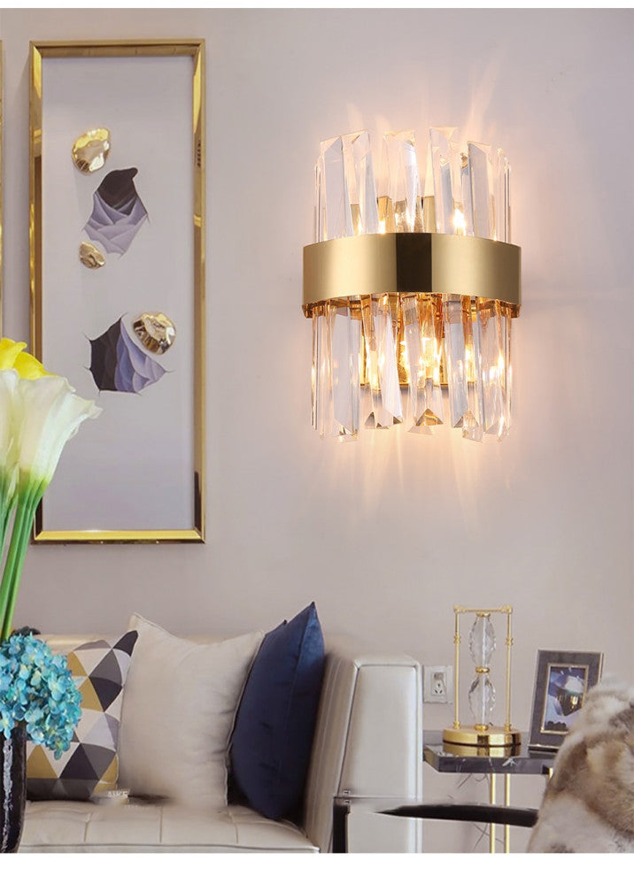 LED Crystal Wall Fixture for bedside., Chrome