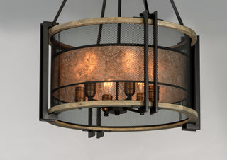 Maxim 27565 Boundry 6 Light 24"W Mica / Mesh Drum Chandelier - Black / Barn