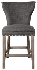 Uttermost 23433 Arnaud 20 1/2"W Wood Frame Kitchen Stool - Warm Charcoal Grey