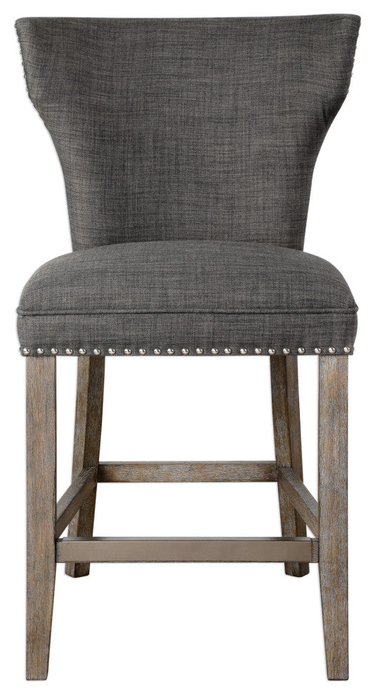 Uttermost 23433 Arnaud 20 1/2"W Wood Frame Kitchen Stool - Warm Charcoal Grey