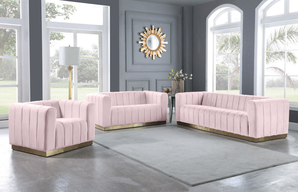 Marlon Velvet Upholstered Chair, Pink