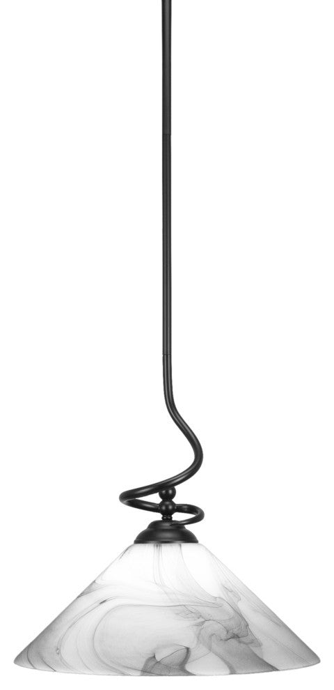 Capri 1-Light Stem Pendant with Hang Straight Swivel, Matte Black/Onyx Swirl