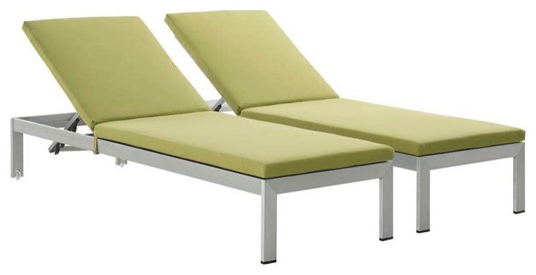 Shore Chaise with Cushions Outdoor Patio Aluminum, Set of 2