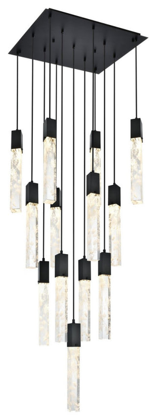 Aurora 13 Light Pendant in Black And Clear