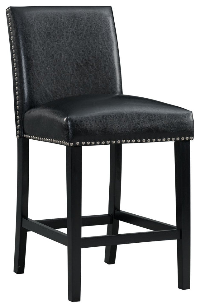 Pia Faux Leather Counter Height Side Chair Set, Black