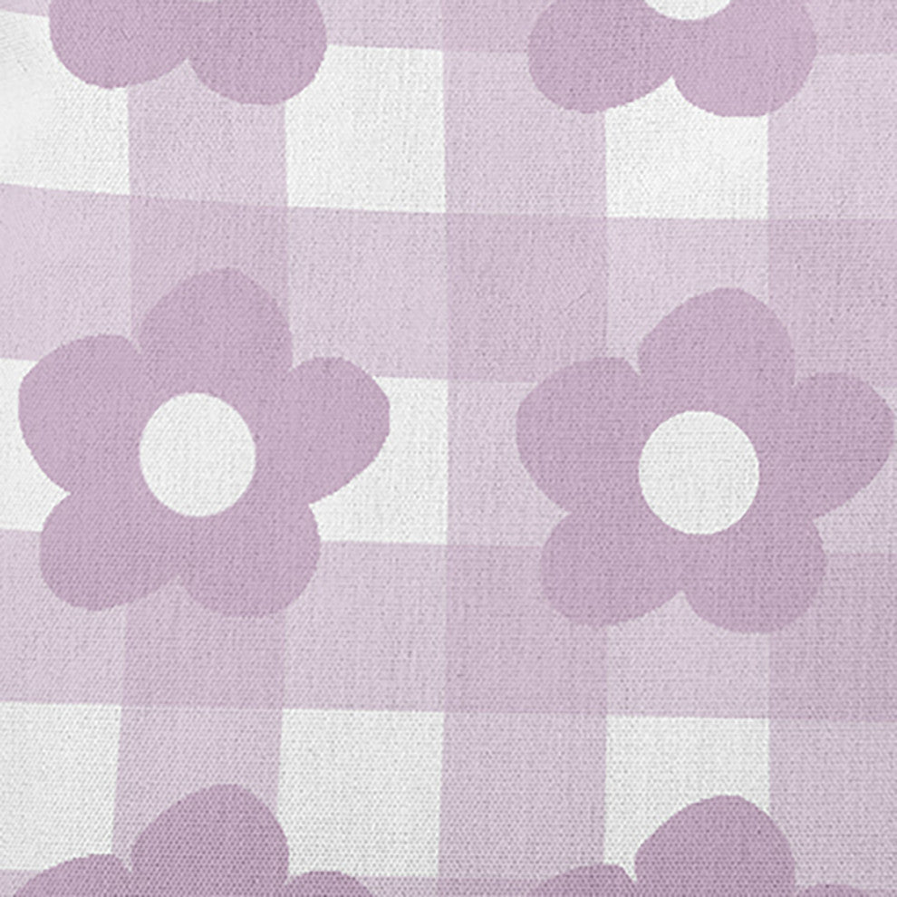 Flowers on Gingham Decorative Throw Pillow, Purple, 14"x20"