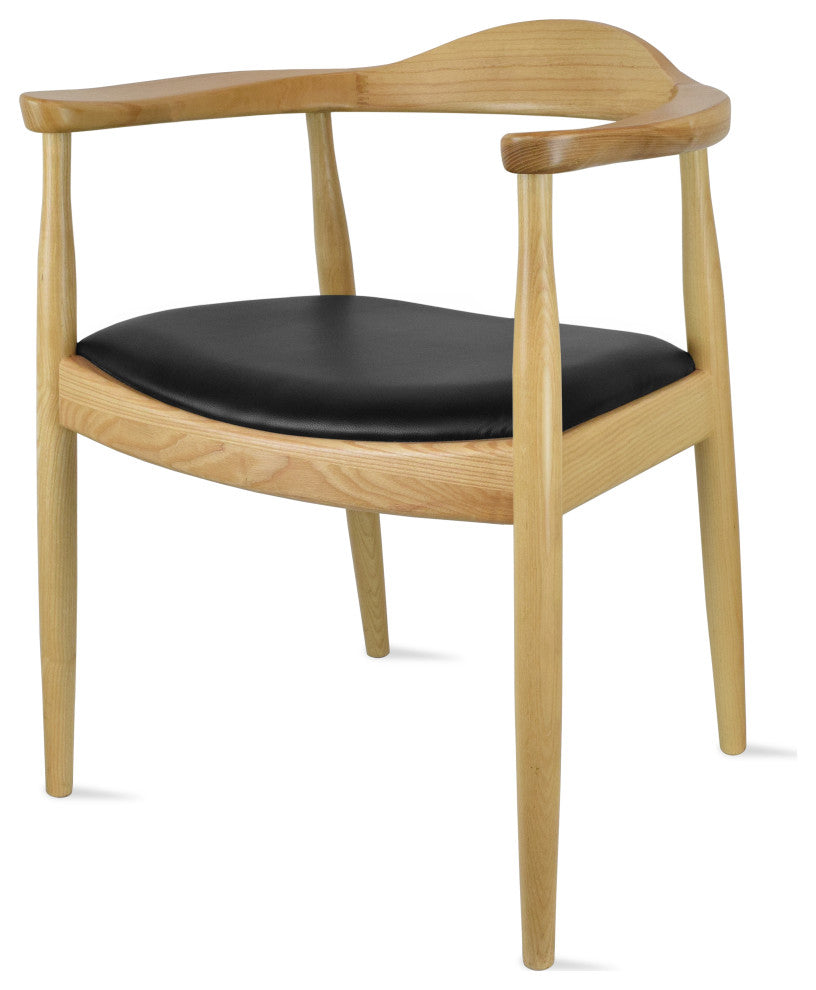 Real Oak Wood PU Leather Seat Wegner Kennedy Dining Assembled Chair, Natural