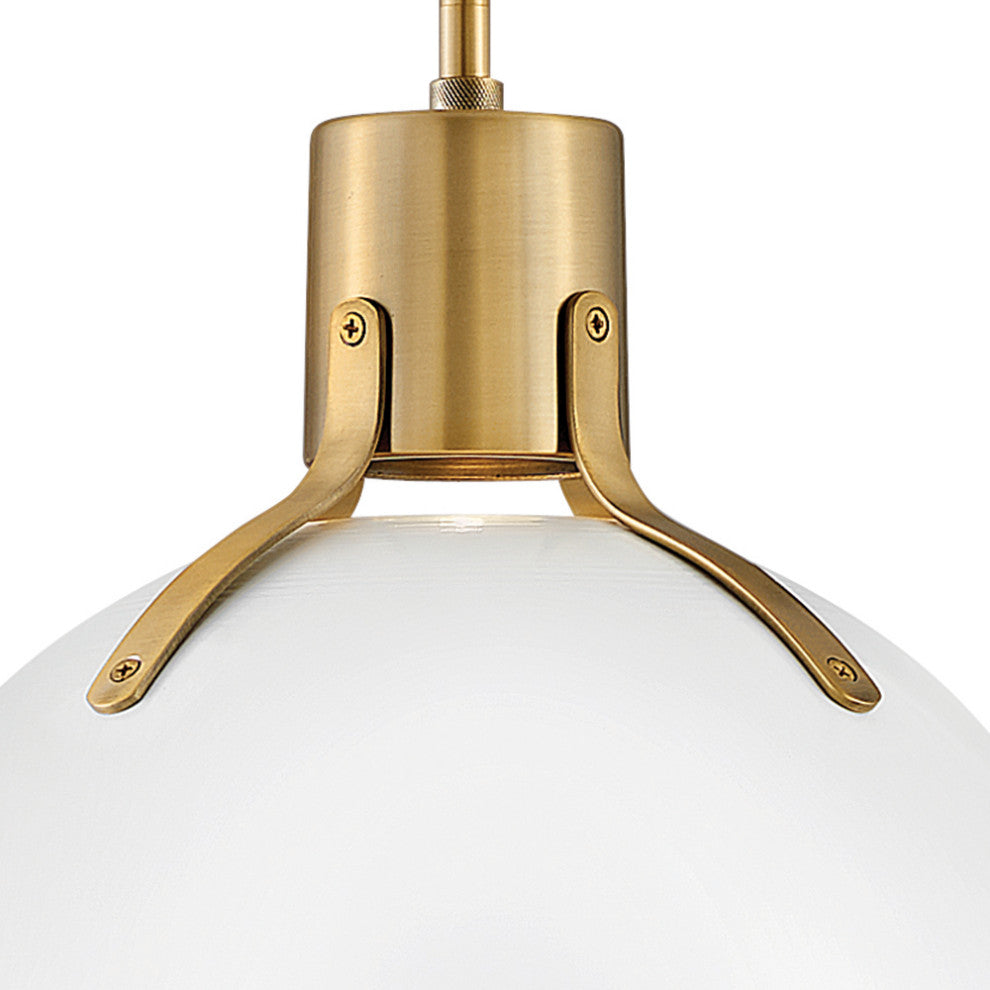 Hinkley Argo 14" Small LED Pendant Light, Lacquered Brass + Polished White shade