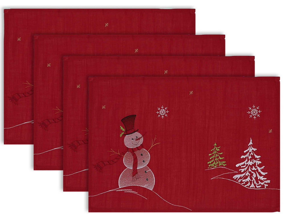 DII Embroidered Snowman Placemat, Set of 4