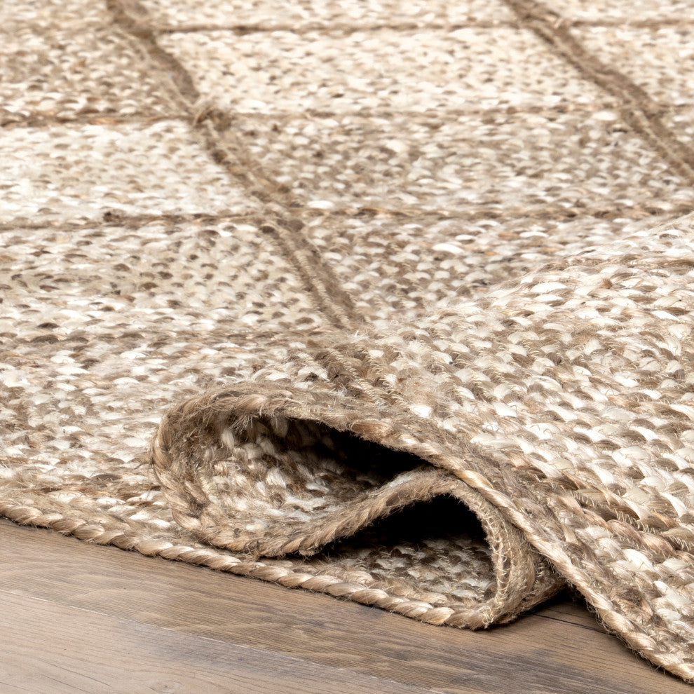 Nuloom Meja Moroccan Lattice Jute Rug, Natural 5' x 8'