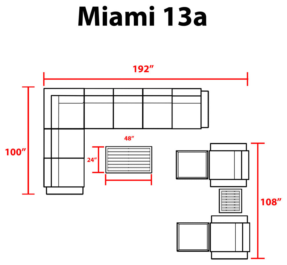 Miami 13 Piece Outdoor Wicker Patio Furniture Set 13a