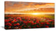 Beautiful Poppy Field at Sunset, Abstract Wall Art Canvas, 32x16