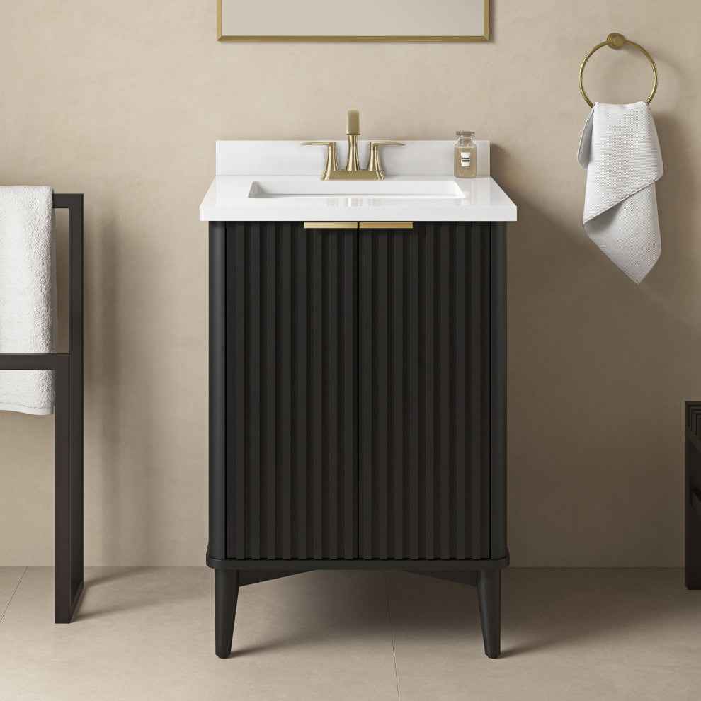 OVE Decors Gabi Single Sink Bathroom Vanity, Onyx Black, 24", Single Sink
