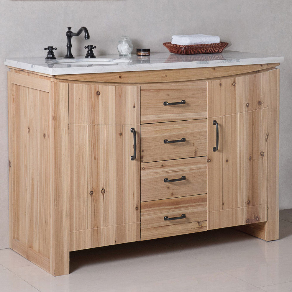 Wallace Solid Fir Single-Sink Vanity, Left Sink, 48", White Top