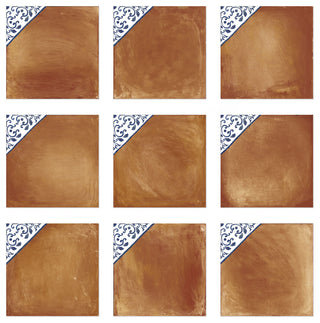 Sentier des Ocres Deco Blue Porcelain Floor and Wall Tile, Deco