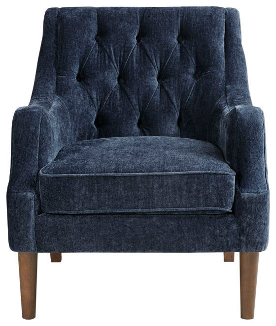 Madison Park Qwen Button Tufted Chair, Navy Blue