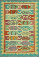 Sangat Flatweave Alicia Ivory/Gold Rug, 4'3 x 6'0