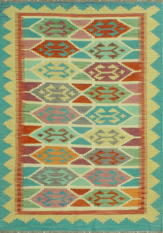 Sangat Flatweave Alicia Ivory/Gold Rug, 4'3 x 6'0