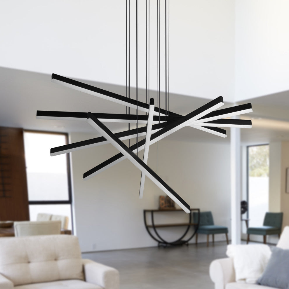 32" ETL Certified Integrated LED Pendant Lighting Fixture, Black VMP25060BL