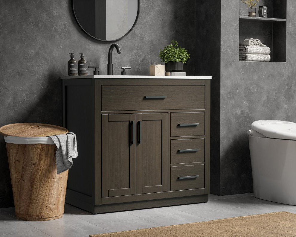 Home Living 36" Single Bathroom Vanity, Mocha Brown