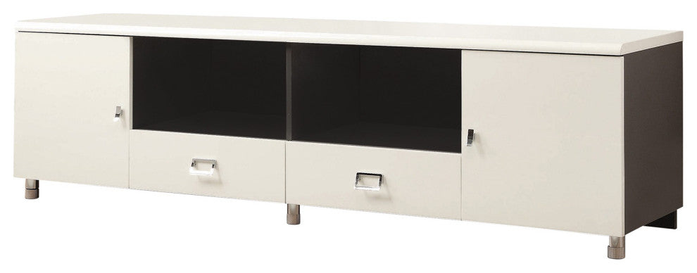 TV Console with 2 Drawers, White and Gray