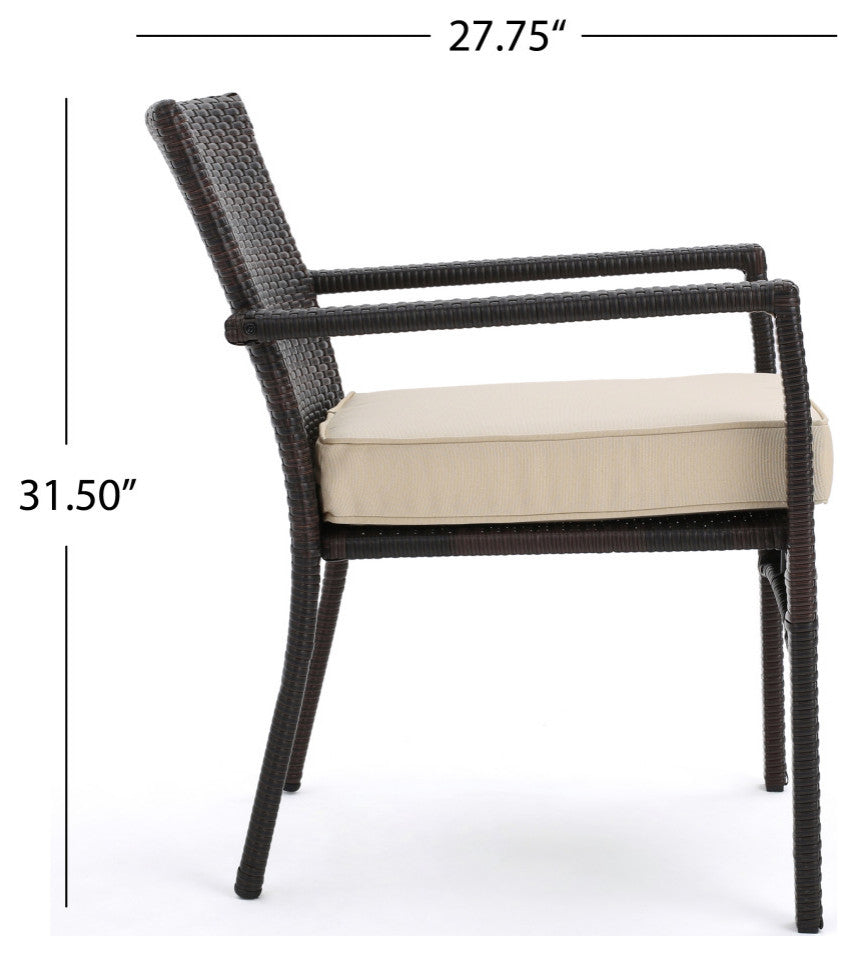 GDF Studio 4-Piece Tahiti Outdoor Wicker Chat, Dark Cream Water Resista Set