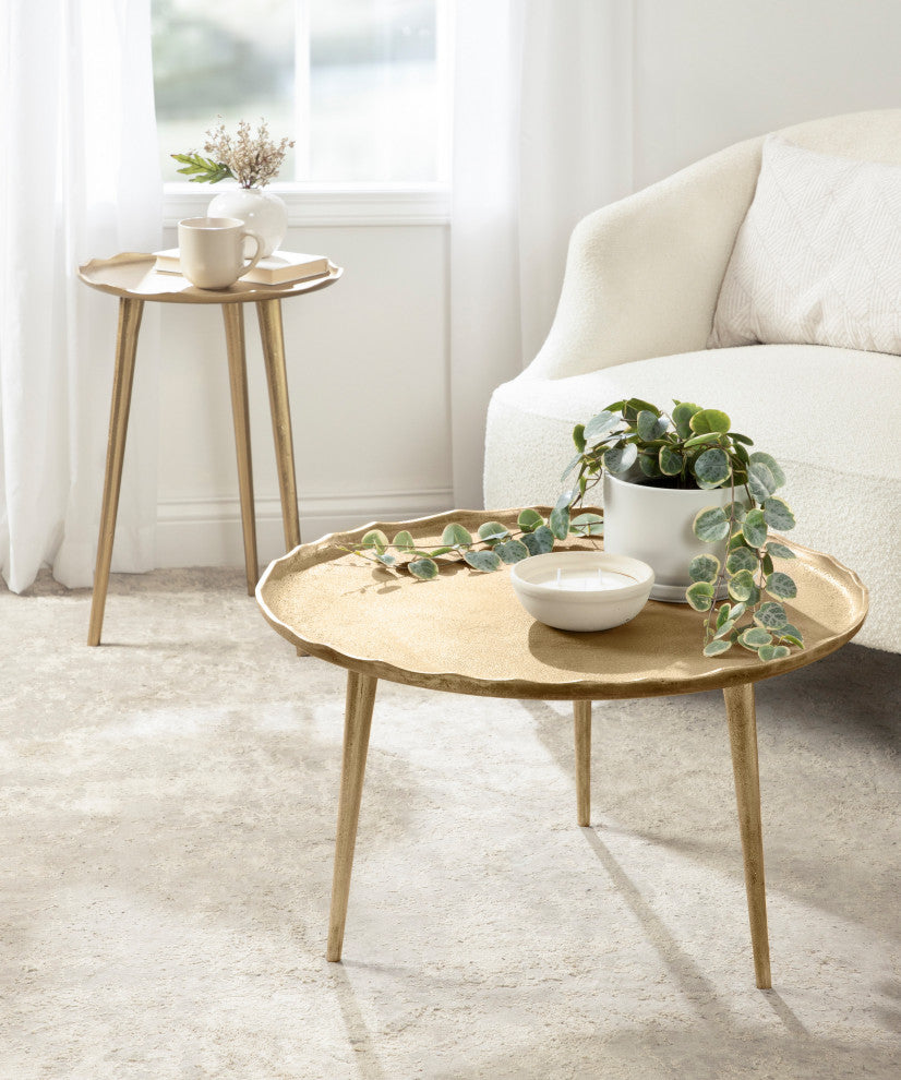 Alessia Round Coffee Table, Gold, 25x25x15