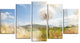 Blooming Dandelion under Bright Sky, Floral Canvas Art Print, 60"x32", 5 Panels