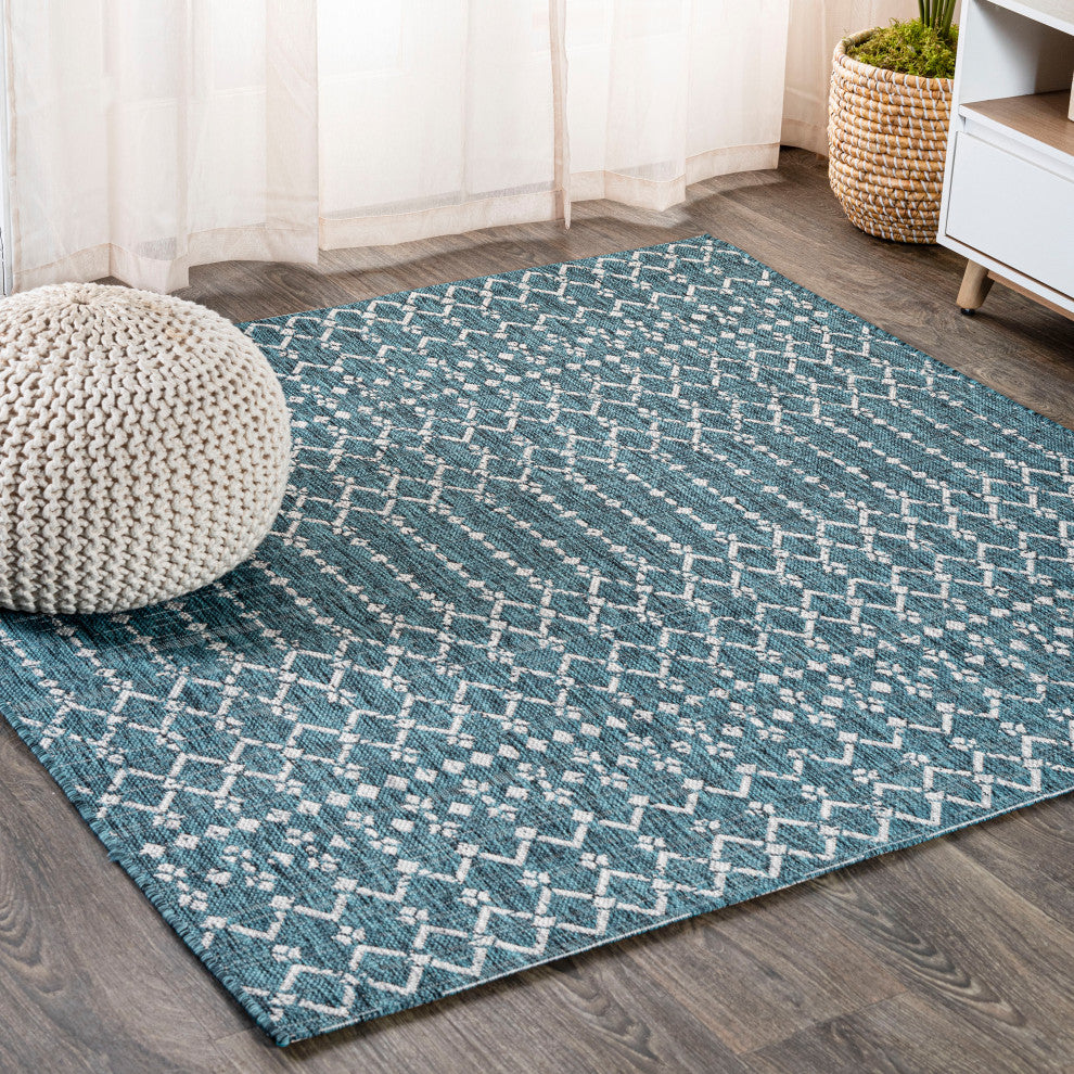 Ourika Moroccan Geometric Textured Weave Indoor/Outdoor Area Rug