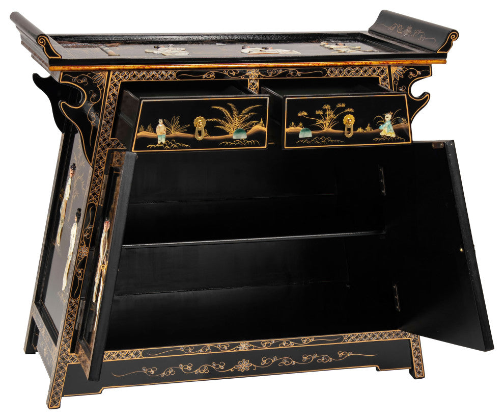 Black Lacquer Altar Cabinet Royal Ladies