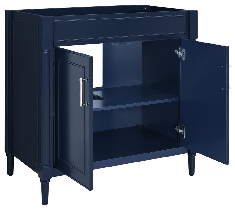 Avanity Bristol 36" Vanity Combo in Navy Blue and Carrara White Marble Top