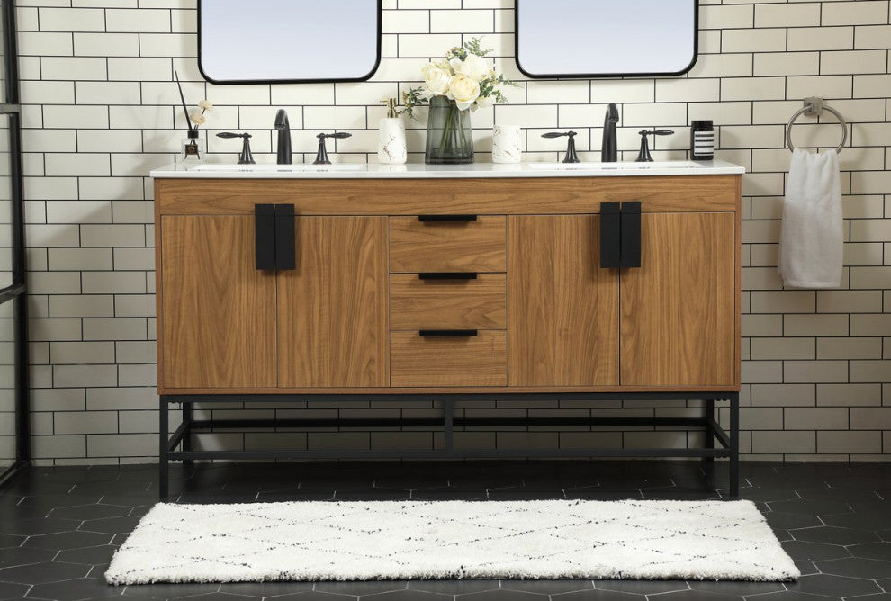 Home Living 22" Modern Walnut Brown-Light Bathroom Vanity
