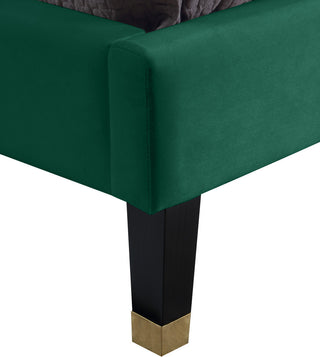Harlie Velvet Upholstered Bed, Green, Queen