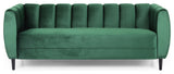 Yuma Modern Velvet 3-Seater Sofa, Emerald/Dark Brown