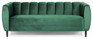 Yuma Modern Velvet 3-Seater Sofa, Emerald/Dark Brown
