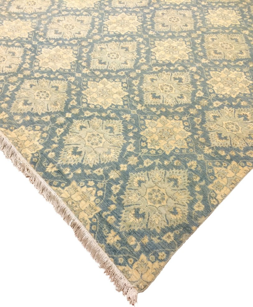Peshawar Scarlett Light Blue Hand-Knotted Rug, 9''9x13''7