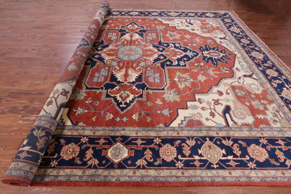 11' 11" X 14' 10" Heriz Serapi Hand Knotted Wool Rug - Q16019