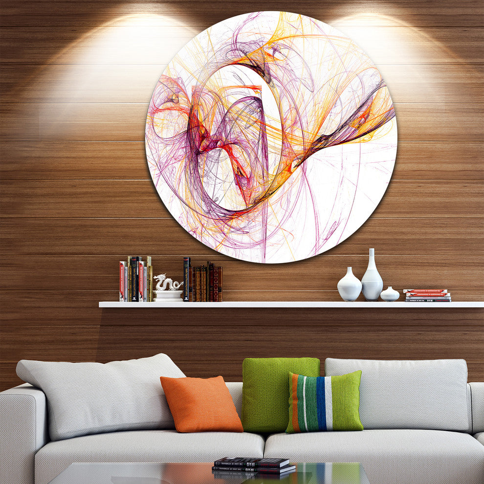 Wisps Of Smoke Orange Purple, Abstract Large Disc Metal Wall Art, 23"