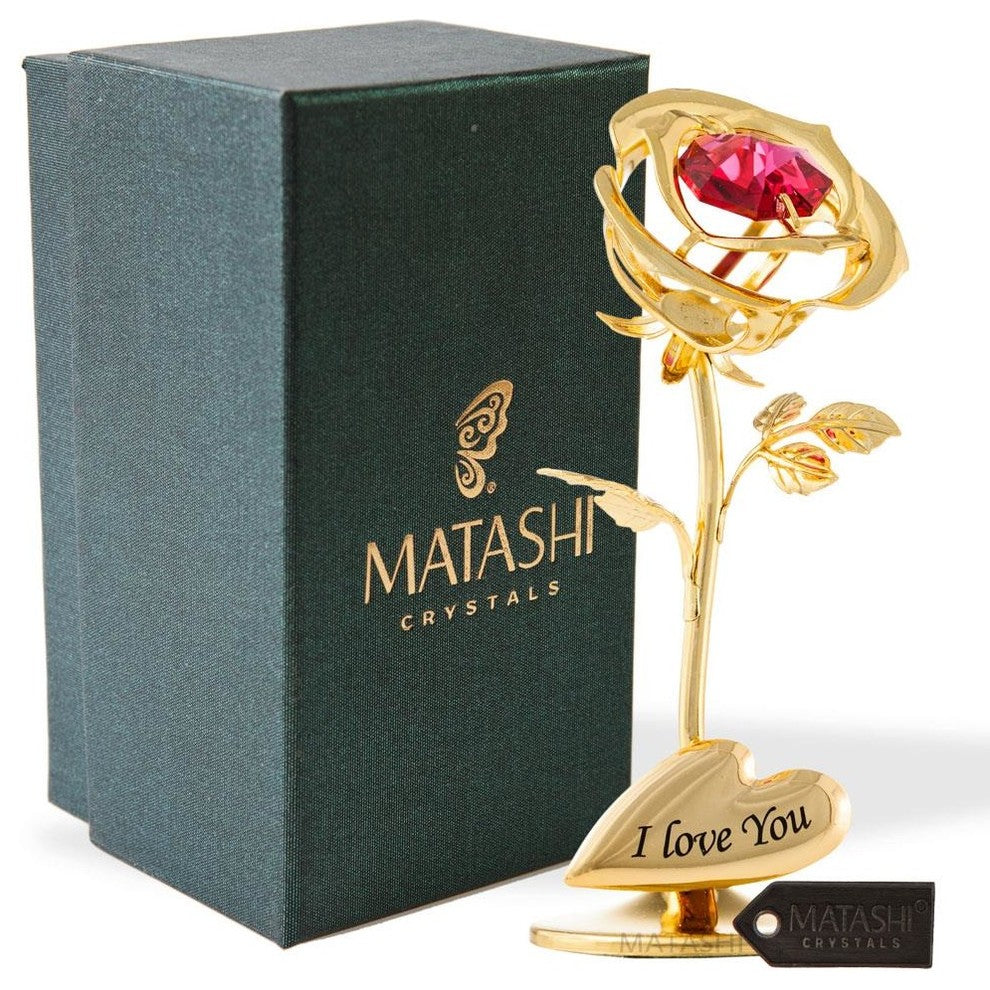 Single 24k Gold Plated Rose Flower Tabletop Ornament