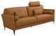 Leather Upholstered Loveseat With Five Pillows, Saddle Tan