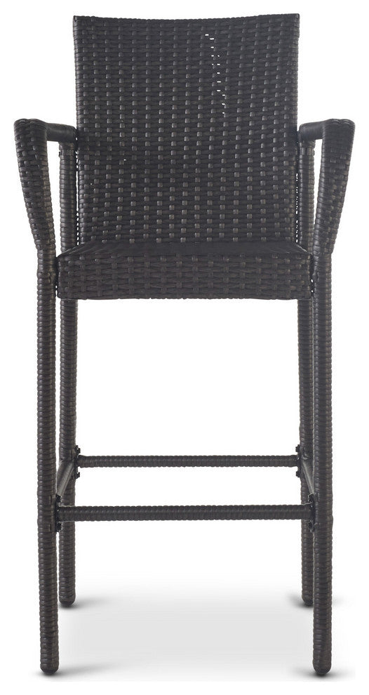 GDF Studio Dunedin Outdoor Gray Wicker Barstools, Set of 2