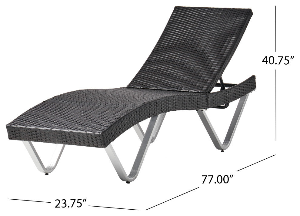 GDF Studio Manuela Outdoor Single Multibrown Wicker Chaise Lounge Chair