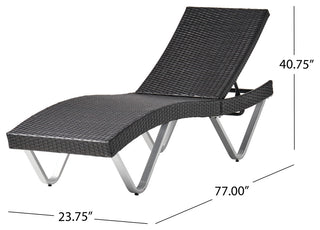 GDF Studio Manuela Outdoor Single Multibrown Wicker Chaise Lounge Chair