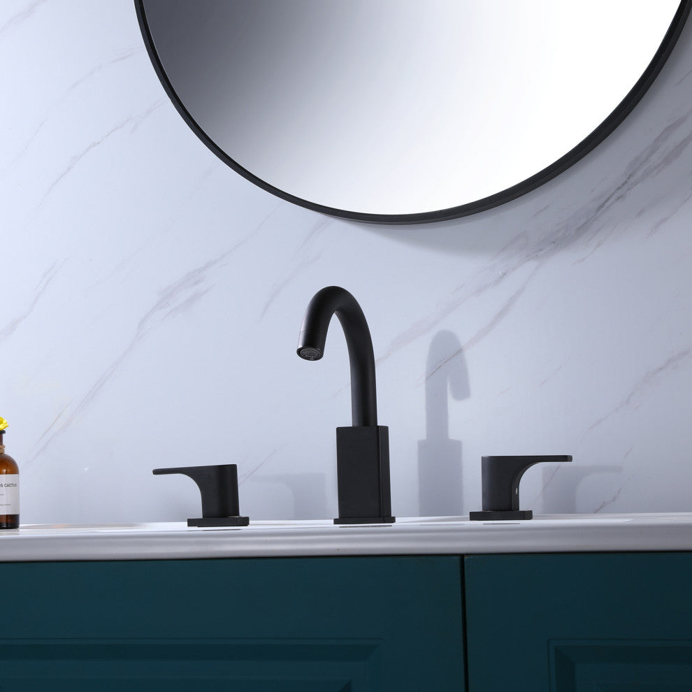 Two Handle 8 Inch Widespread Bathroom Sink Faucet With 360 Degree Swivel Spout