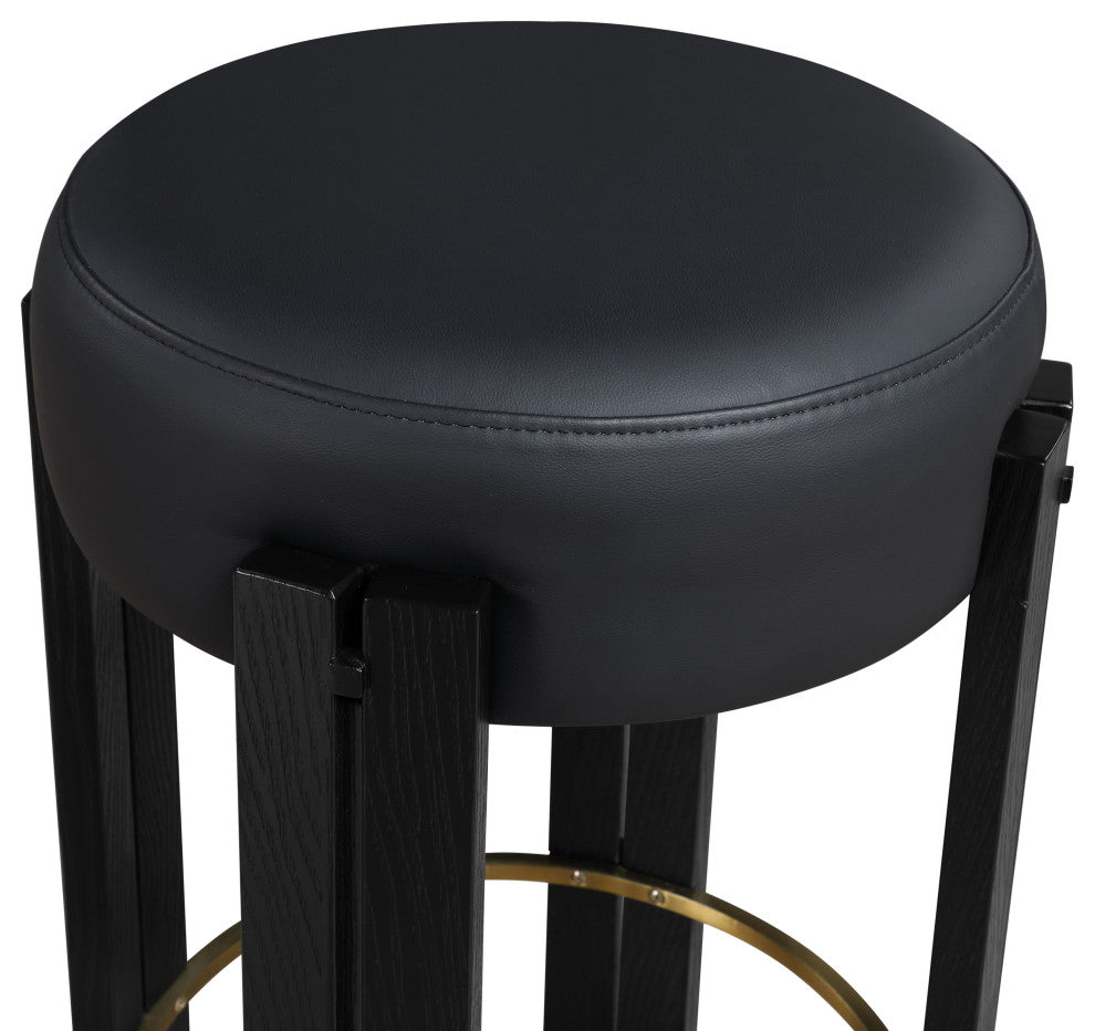 Harrison Upholstered Counter Stool, Black, Black Finish