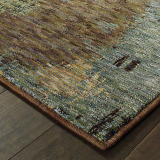 Elements Cache Blue/Brown Area Rug, 2'6"x12'