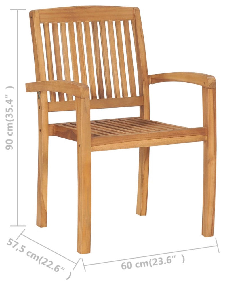 Vidaxl Stacking Garden Dining Chairs 2-Piece Set Solid Teak Wood