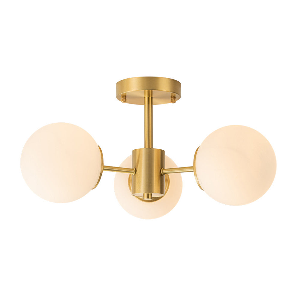 Mid-Century Modern 3-Light Sputnik Glass Globe Semi Flush Mount