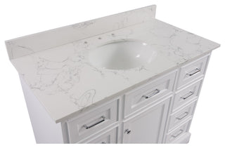 Aria 42" Bathroom Vanity, White, Engineered Marble
